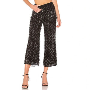 LPA Revolve Beaded Cropped Party Holiday Pant in Black Gunmetal Size XS